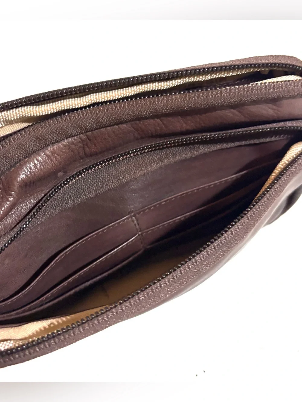 Classic unisex vintage Brown Leather Wristlet wallet clutch
